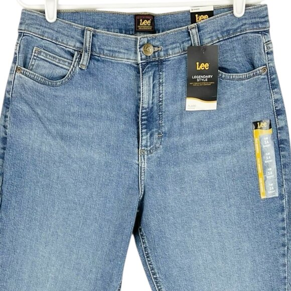 Lee Women's Stretch Flare Mid Rise Blue Denim Jeans Size 14S Legendary Style NWT - Picture 3 of 10